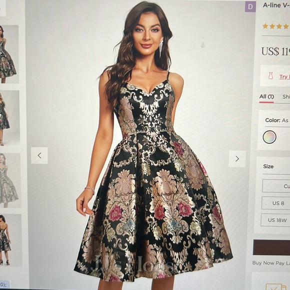 JJs House Dresses & Skirts - JJs House Black and Gold Floral A-line Dress